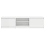 Mueble TV madera contrachapada blanco brillante 140x40x35,5cm