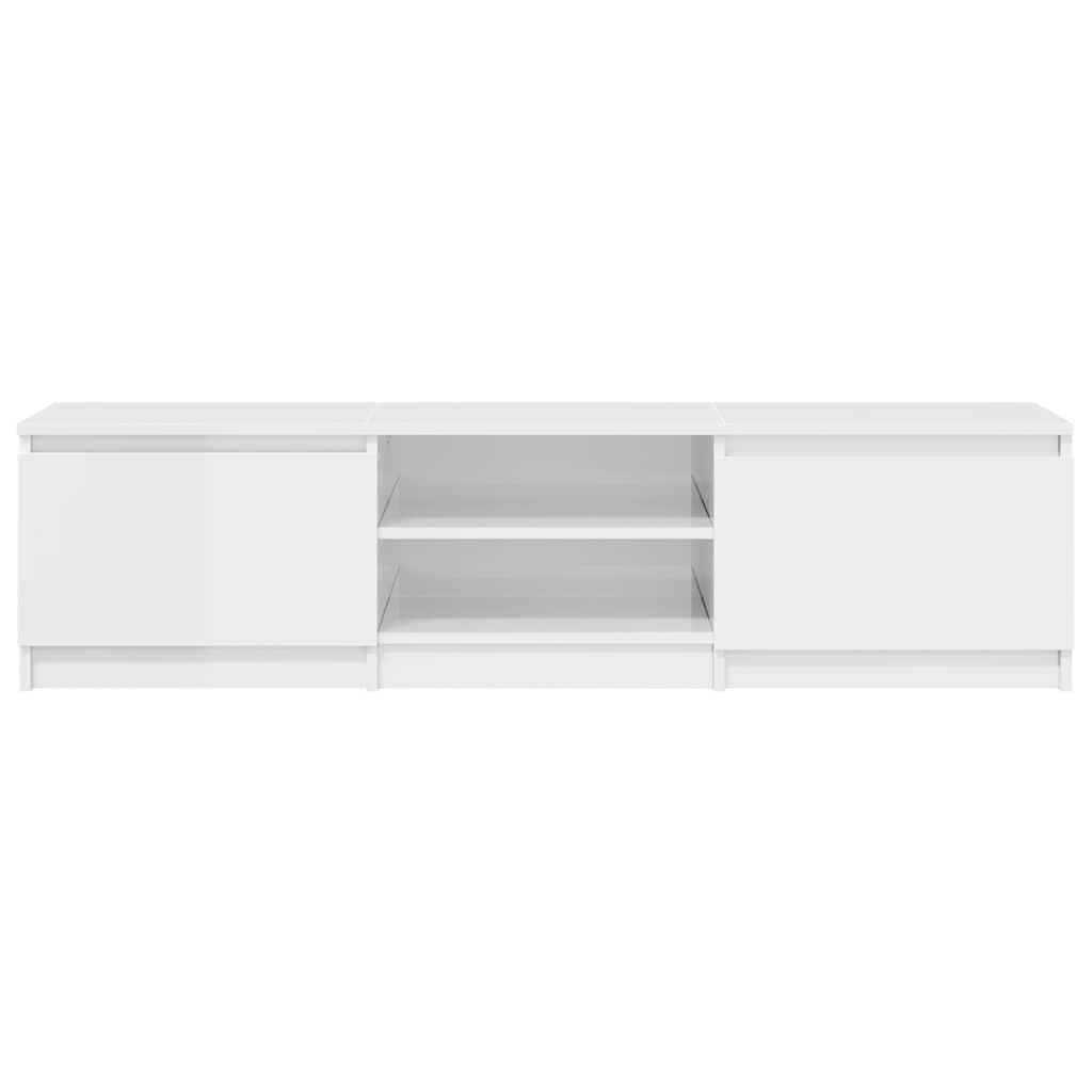 Mueble TV madera contrachapada blanco brillante 140x40x35,5cm