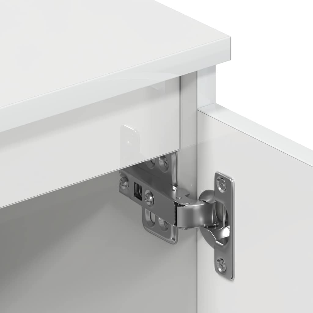 Mueble TV madera contrachapada blanco brillante 140x40x35,5cm