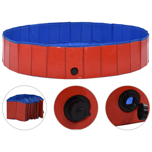 Piscina para perros plegable PVC rojo 160x30 cm