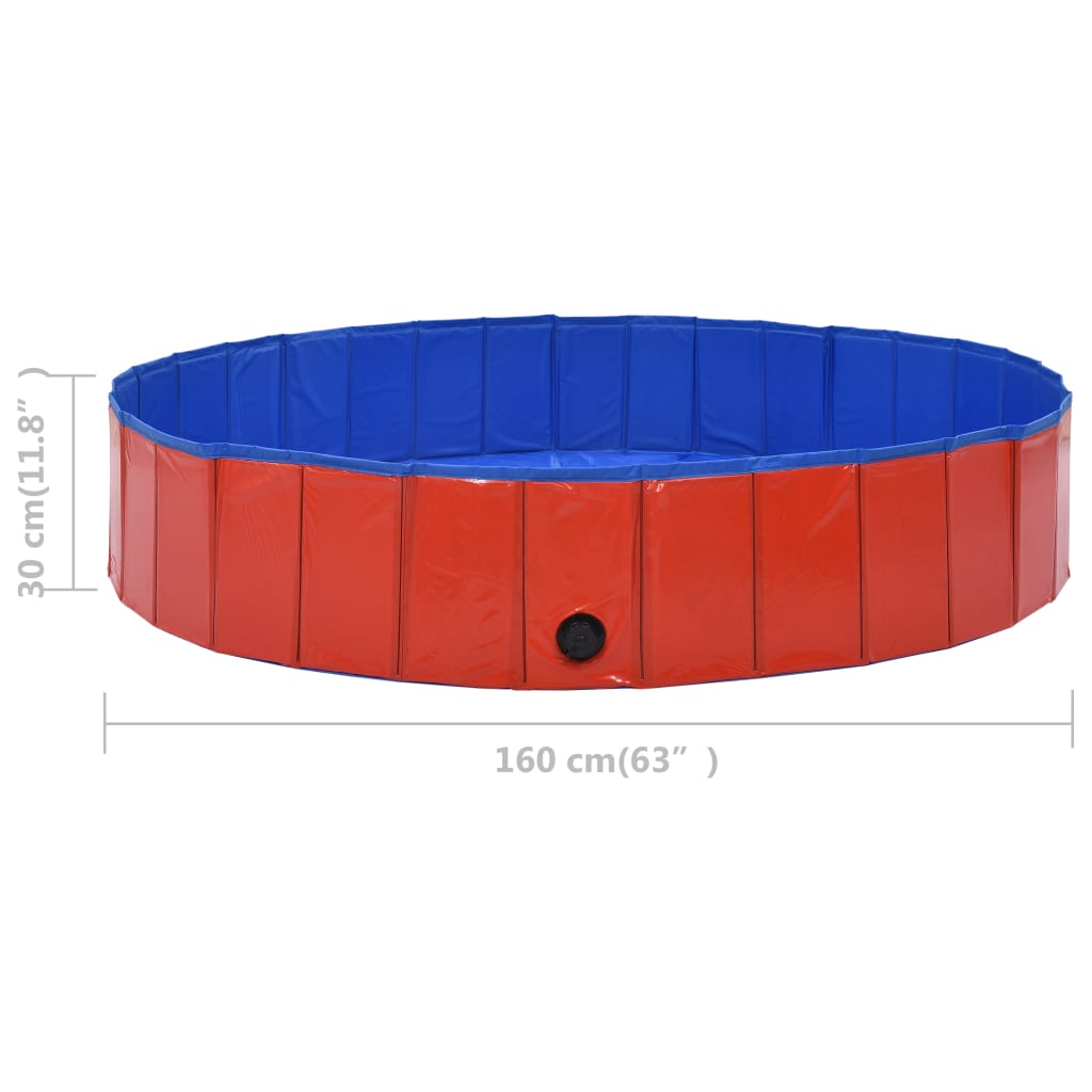 Piscina para perros plegable PVC rojo 160x30 cm