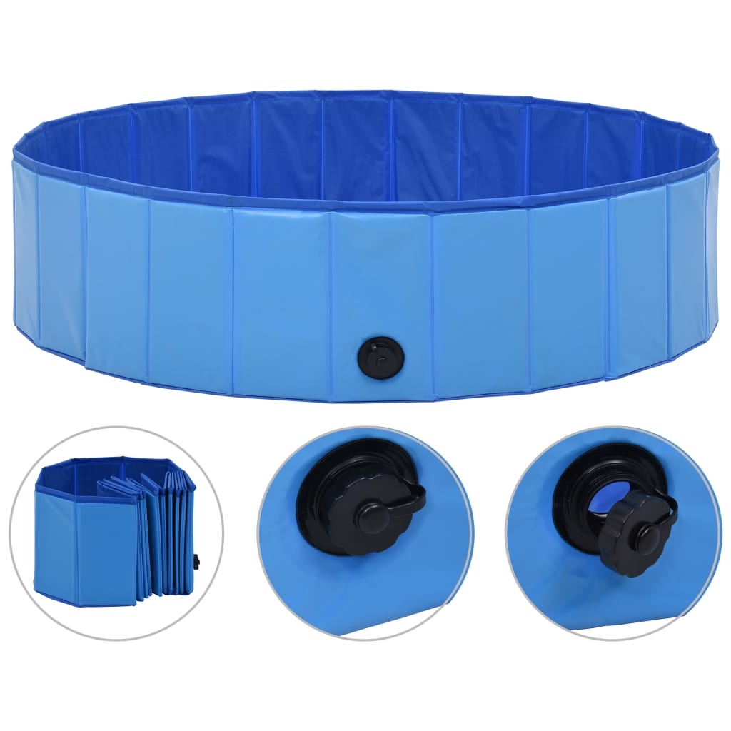 Piscina para perros plegable PVC azul 120x30 cm