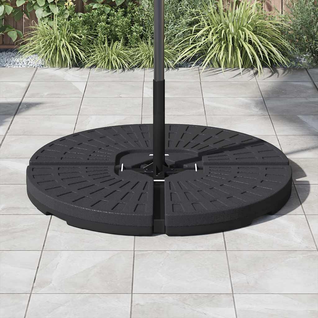 Soporte de sombrilla en forma de ventilador 4 piezas negro
