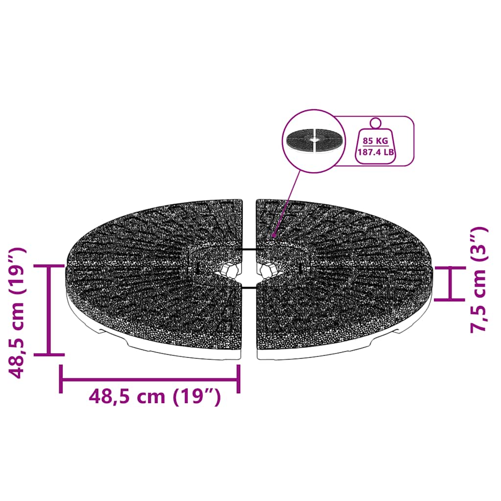 Soporte de sombrilla en forma de ventilador 4 piezas negro