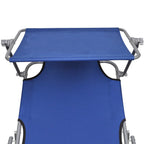 Tumbona plegable con toldo aluminio azul