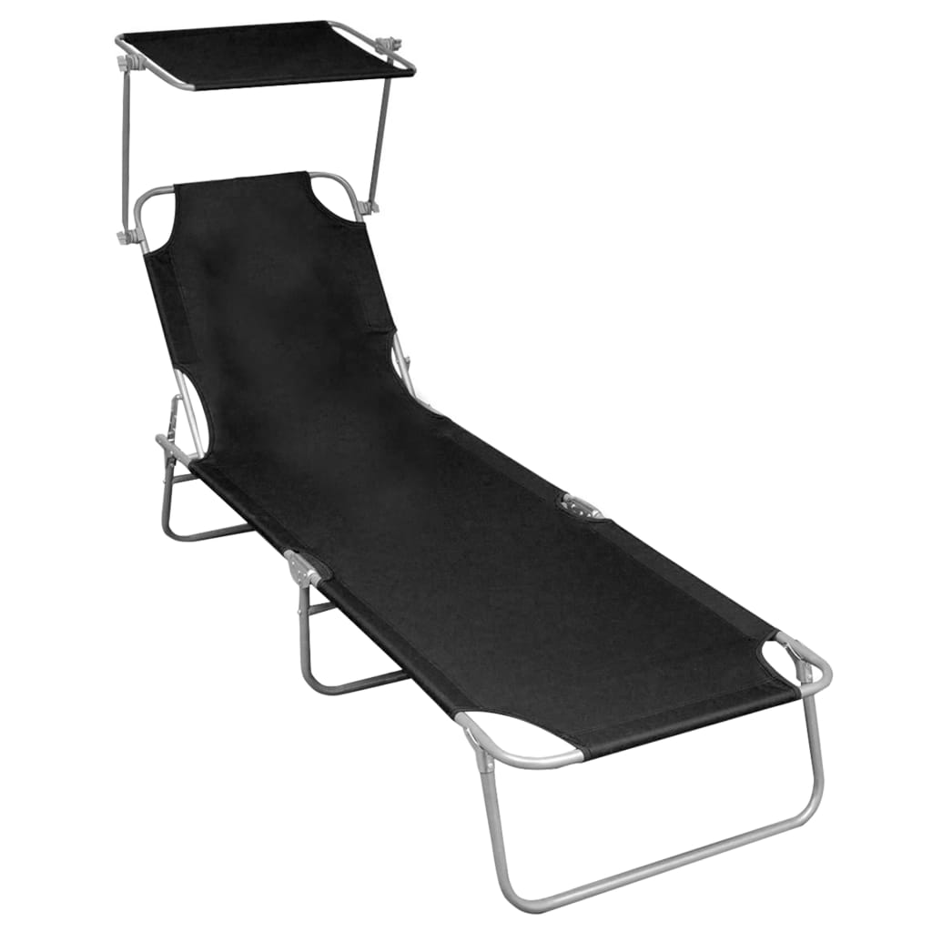 Tumbona plegable con toldo aluminio azul
