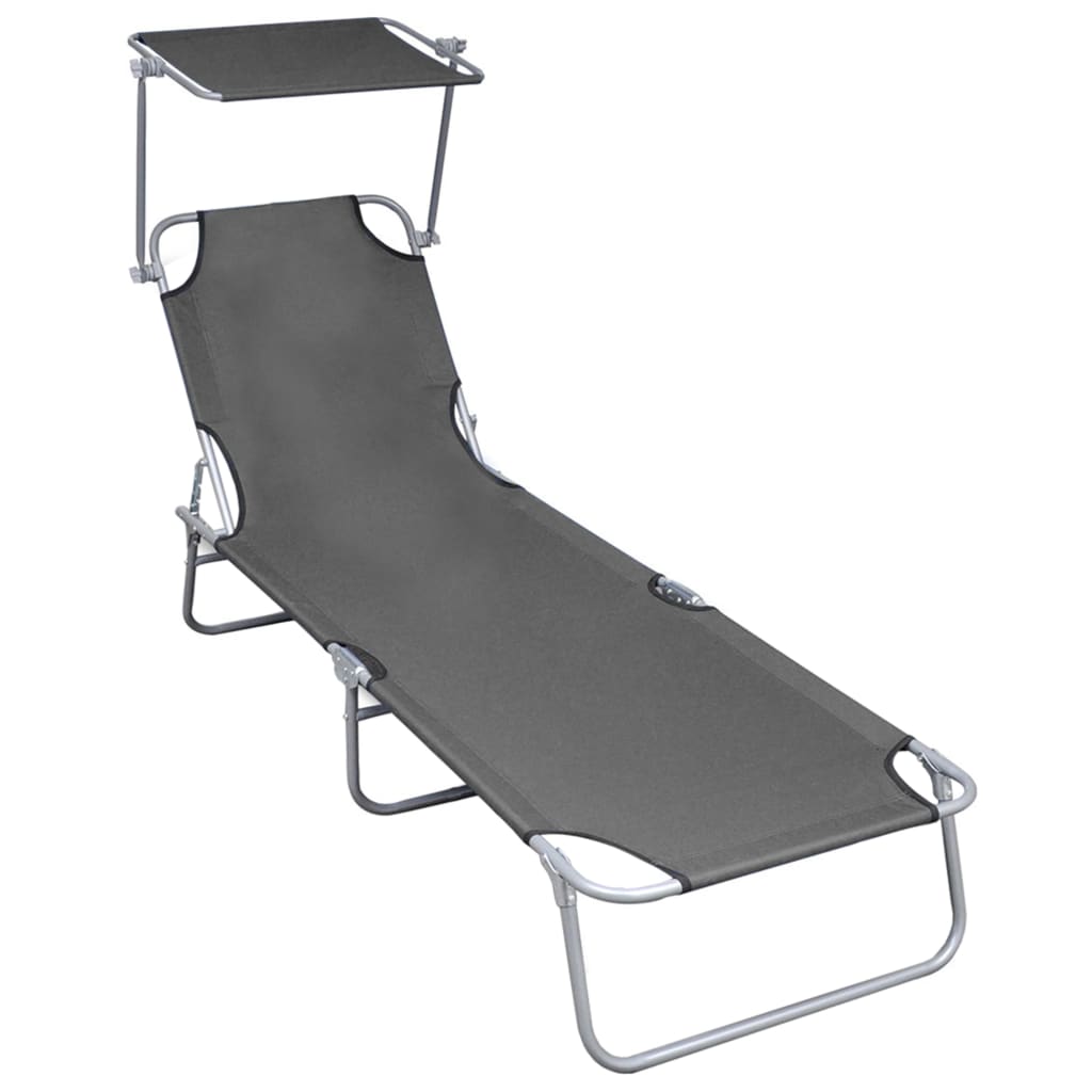 Tumbona plegable con toldo aluminio azul