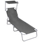 Tumbona plegable con toldo aluminio azul