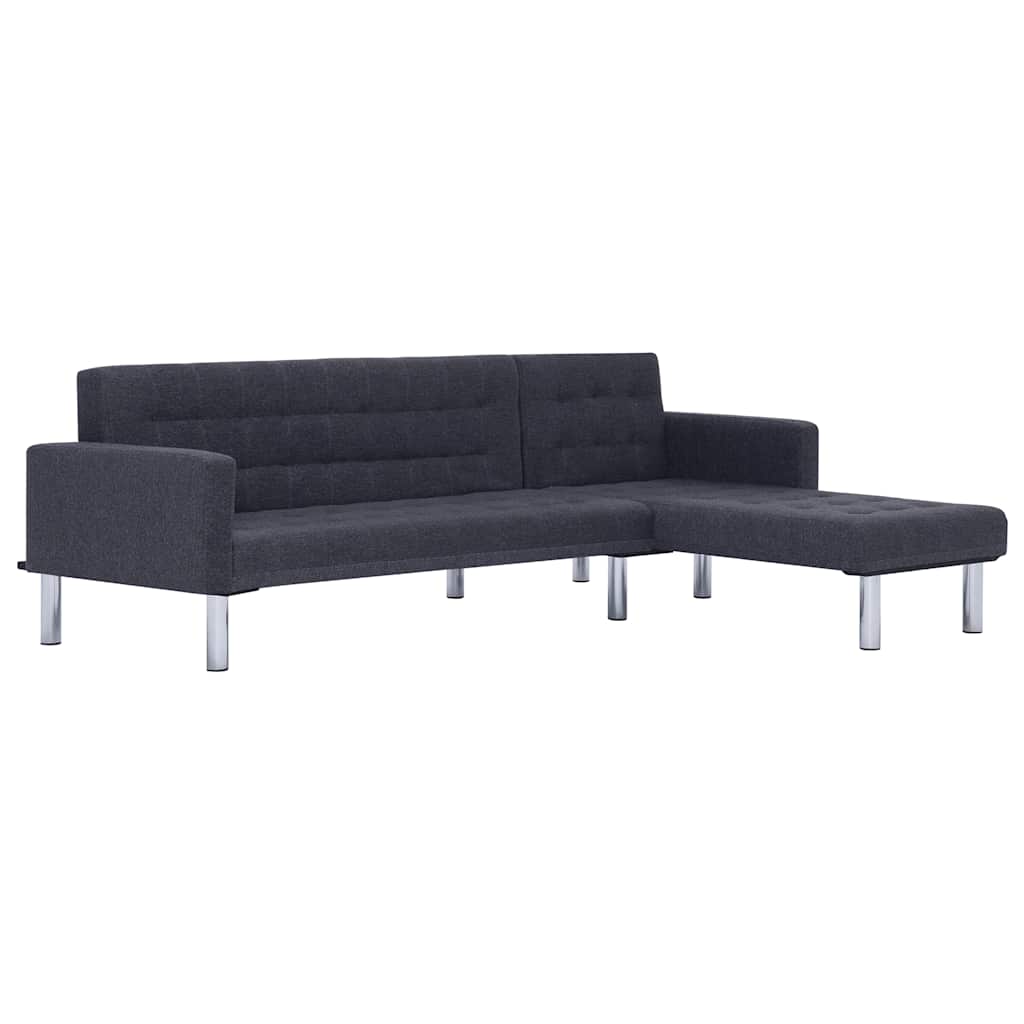 Sofá cama en forma de L Gris oscuro Poliéster