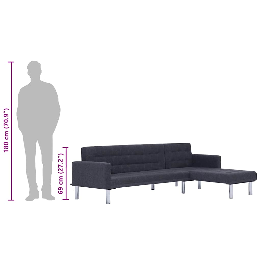 Sofá cama en forma de L Gris oscuro Poliéster
