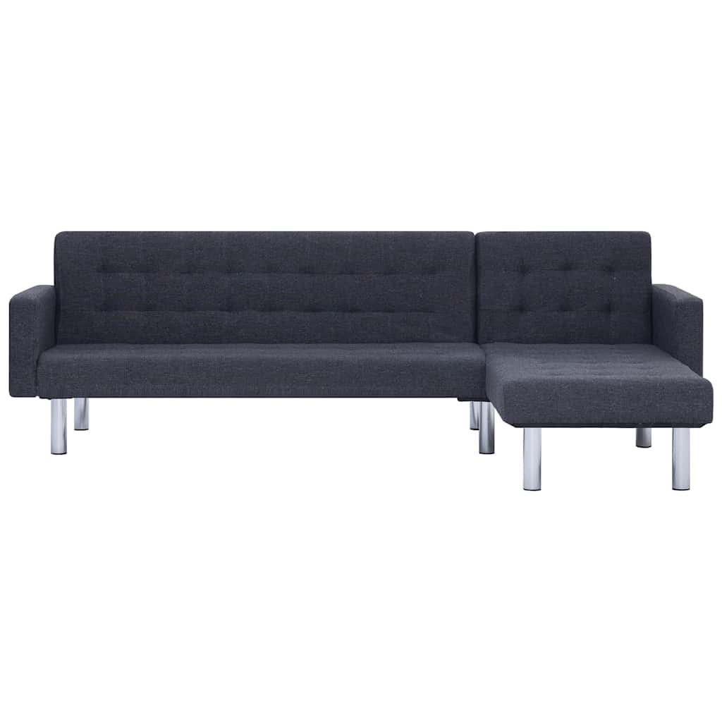 Sofá cama en forma de L Gris oscuro Poliéster