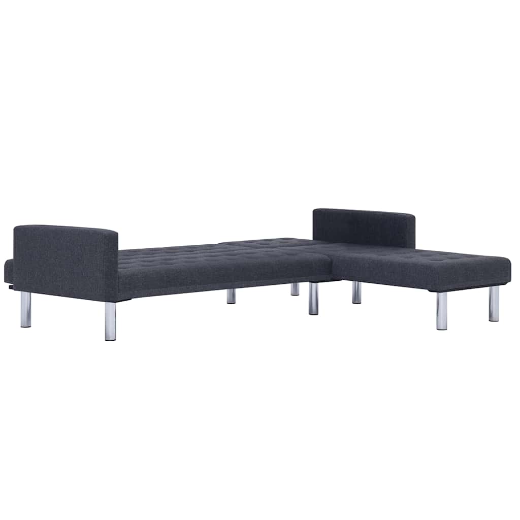 Sofá cama en forma de L Gris oscuro Poliéster
