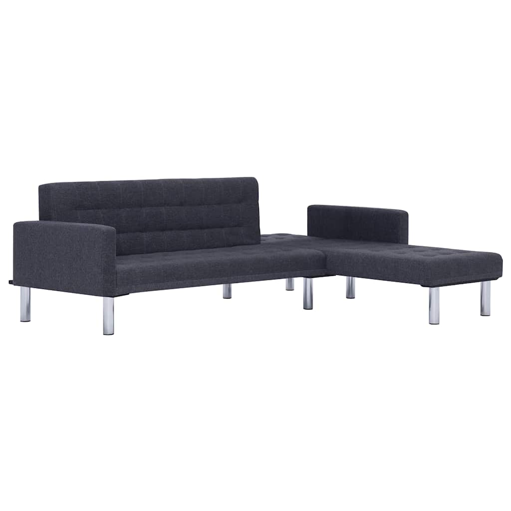 Sofá cama en forma de L Gris oscuro Poliéster