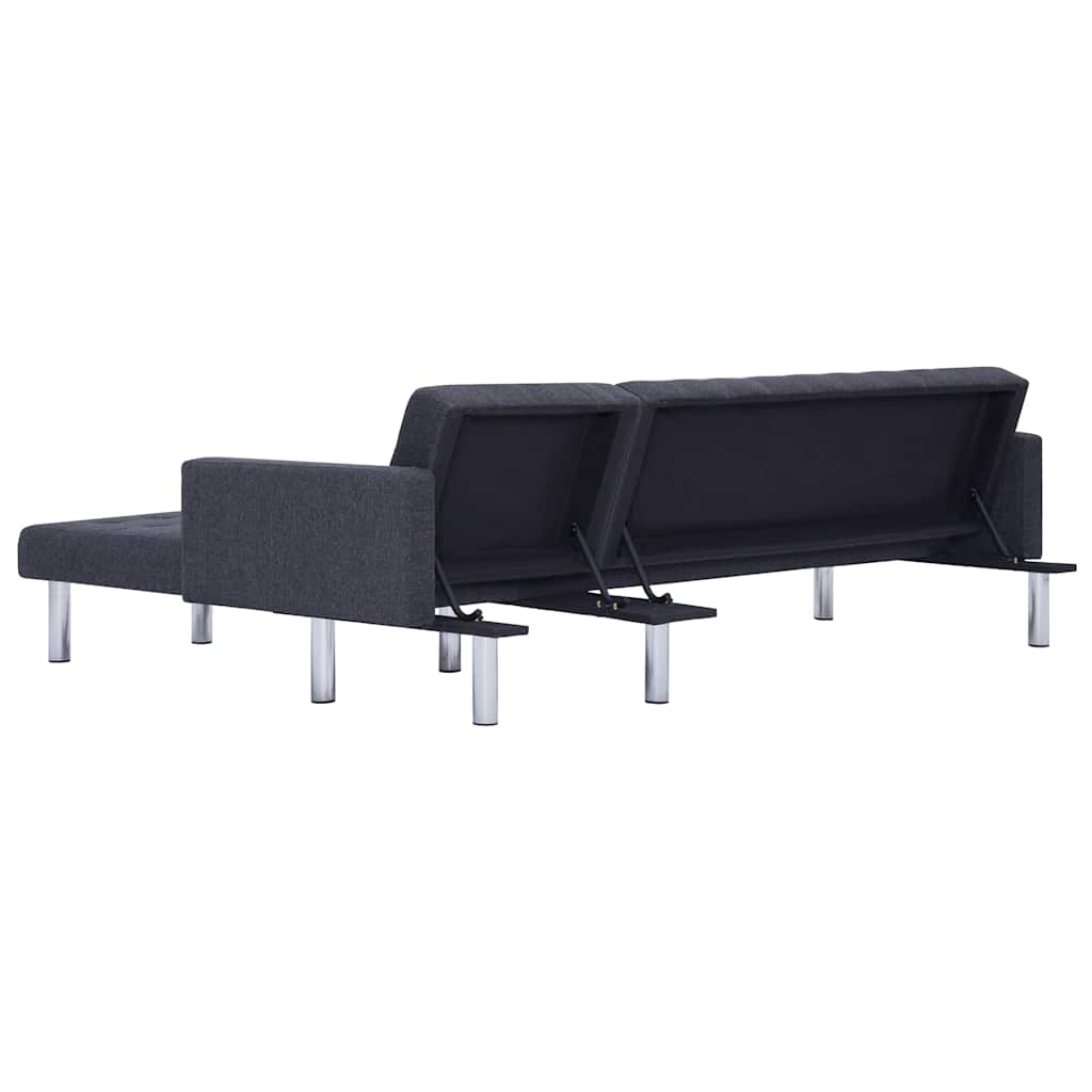 Sofá cama en forma de L Gris oscuro Poliéster