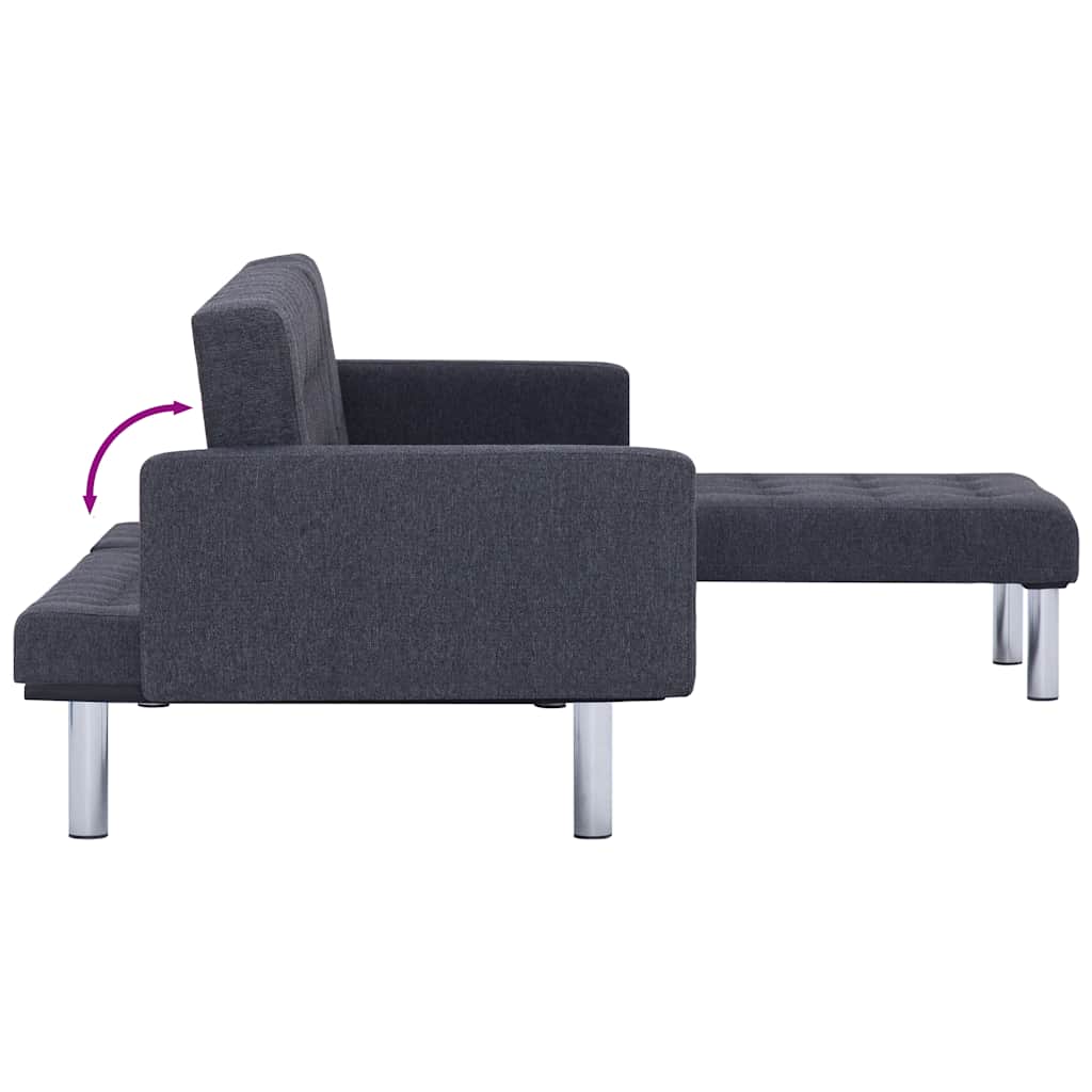 Sofá cama en forma de L Gris oscuro Poliéster
