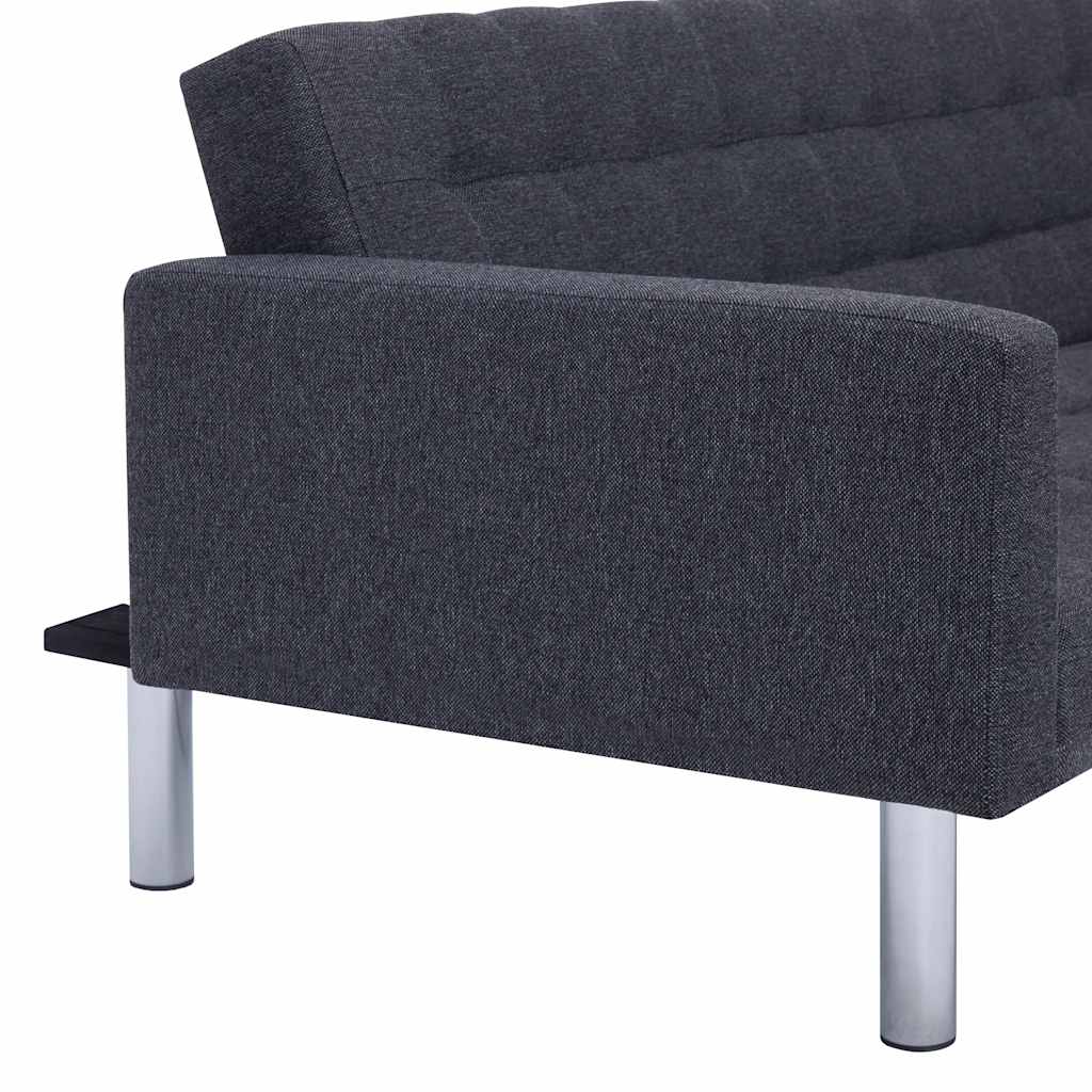 Sofá cama en forma de L Gris oscuro Poliéster