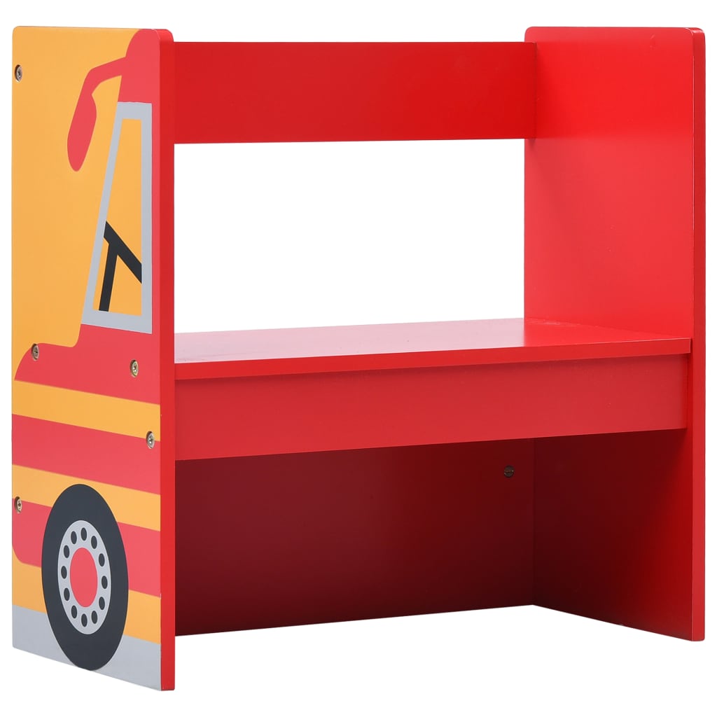Mesa y sillas infantiles 3 pzas madera forma de camión bomberos