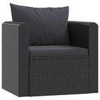 Set de muebles de jardín 9 pzas y cojines ratán sintético negro
