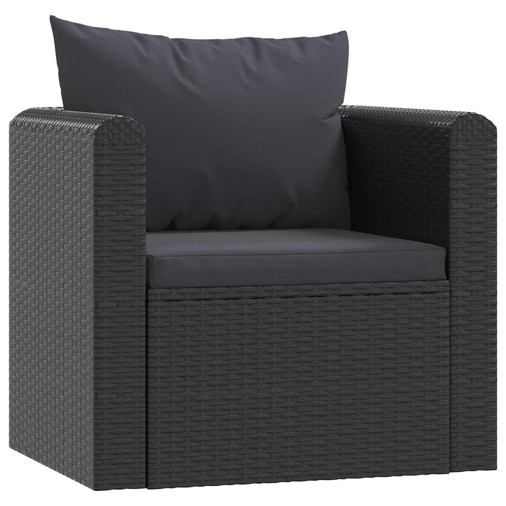 Set de muebles de jardín 9 pzas y cojines ratán sintético negro
