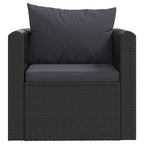 Set de muebles de jardín 9 pzas y cojines ratán sintético negro