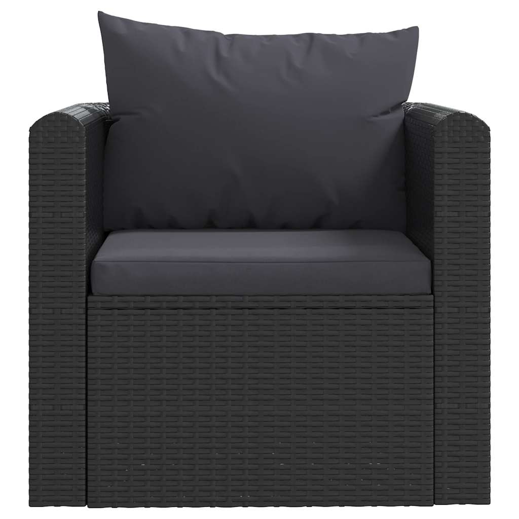 Set de muebles de jardín 9 pzas y cojines ratán sintético negro