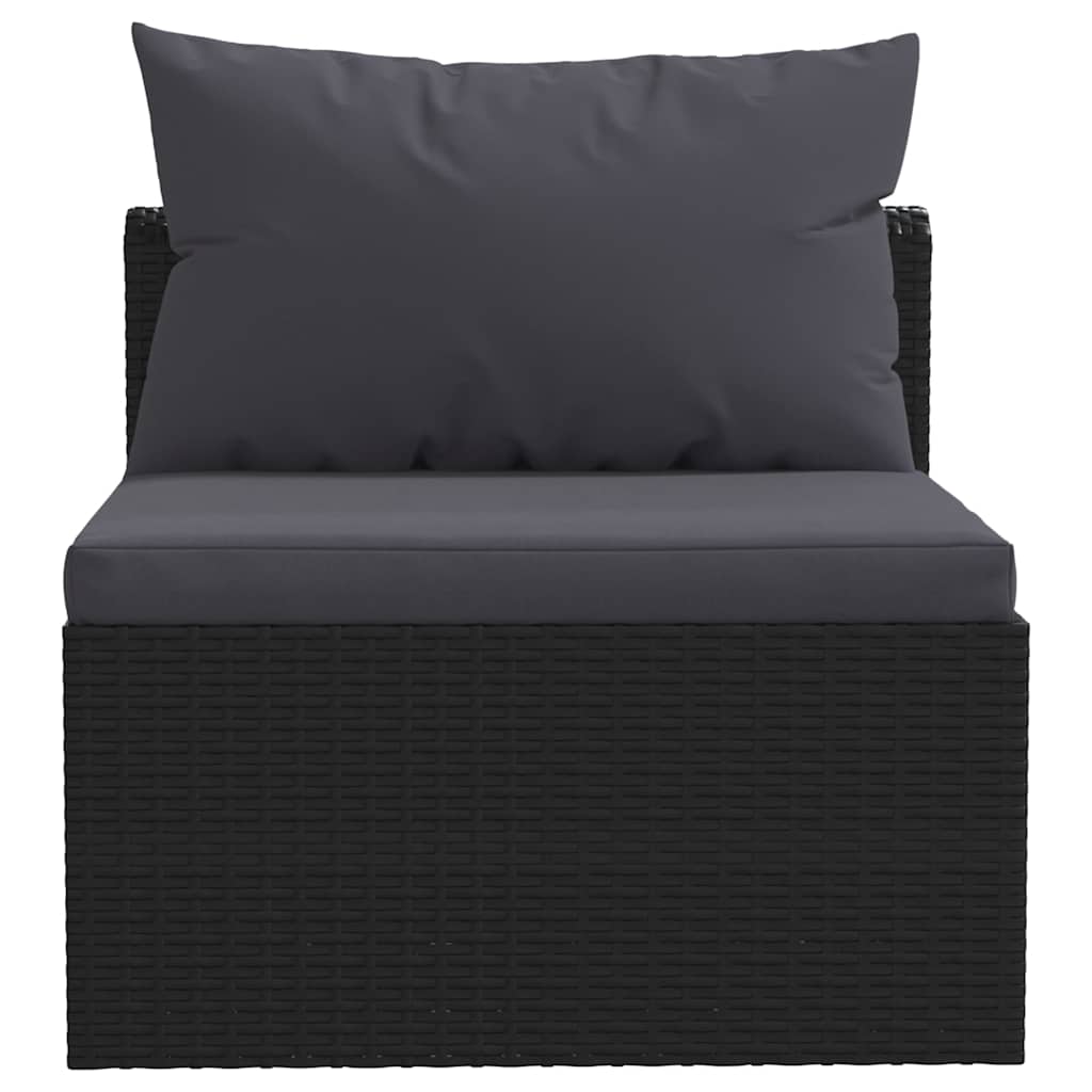 Set de muebles de jardín 9 pzas y cojines ratán sintético negro
