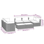 Set de muebles de jardín 9 pzas y cojines ratán sintético negro