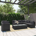 Set de muebles de jardín 9 pzas y cojines ratán sintético negro