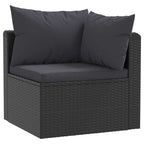 Set muebles de jardín 5 piezas y cojines ratán sintético negro