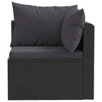 Set muebles de jardín 5 piezas y cojines ratán sintético negro