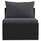 Set muebles de jardín 5 piezas y cojines ratán sintético negro