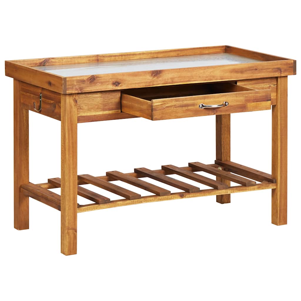 Mesa de cultivo de jardín madera maciza acacia tablero de zinc