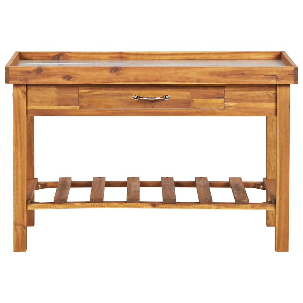 Mesa de cultivo de jardín madera maciza acacia tablero de zinc