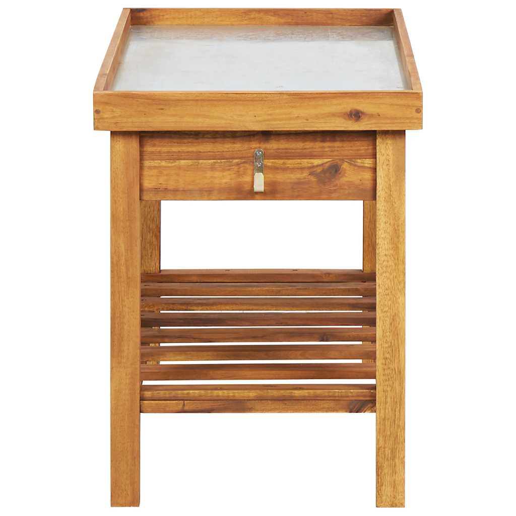 Mesa de cultivo de jardín madera maciza acacia tablero de zinc
