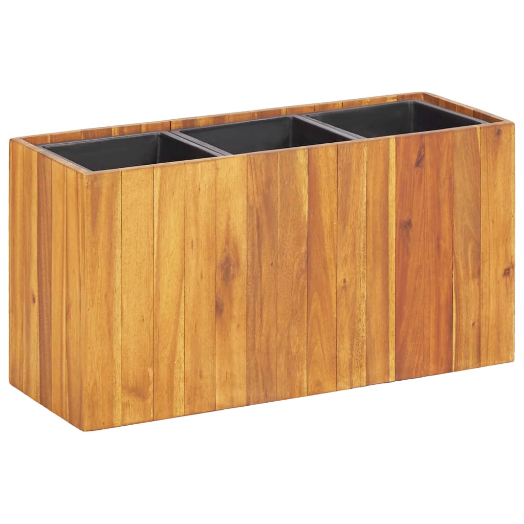 Arriate con 3 maceteros madera maciza de acacia