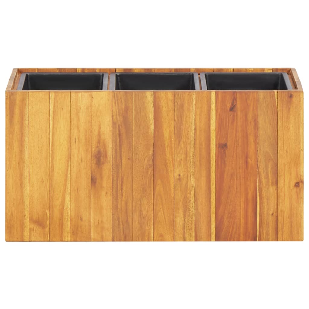 Arriate con 3 maceteros madera maciza de acacia