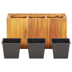 Arriate con 3 maceteros madera maciza de acacia
