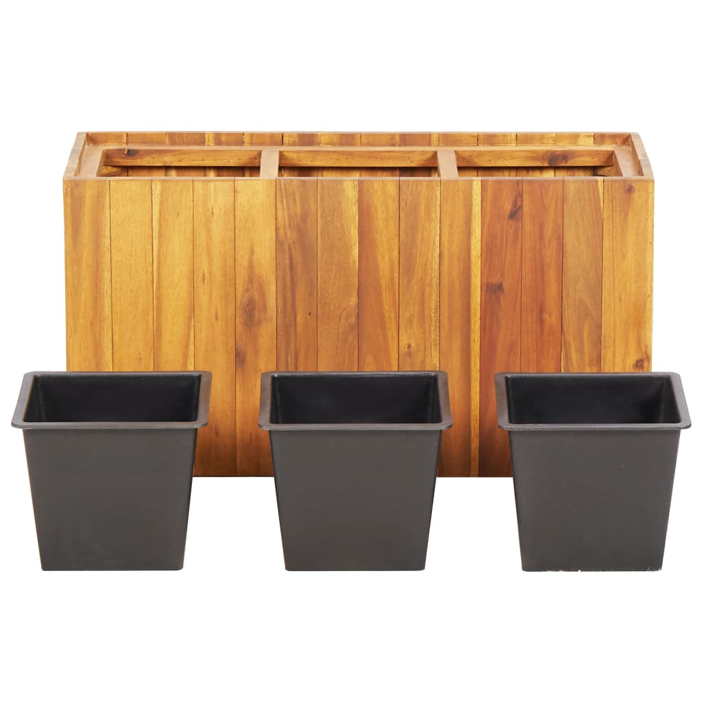 Arriate con 3 maceteros madera maciza de acacia