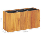 Arriate con 3 maceteros madera maciza de acacia