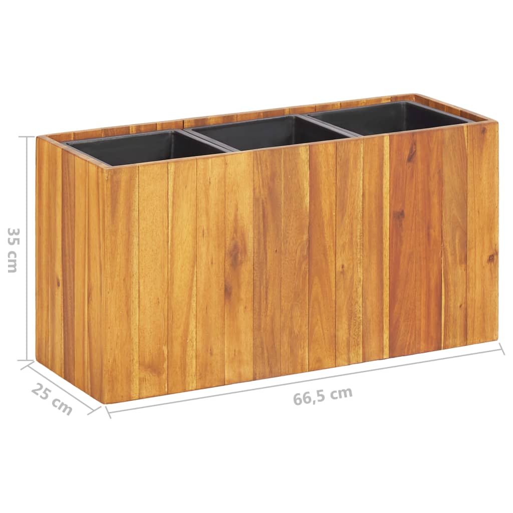 Arriate con 3 maceteros madera maciza de acacia