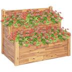 Jardinera de 2 niveles madera maciza de acacia 110x75x84 cm