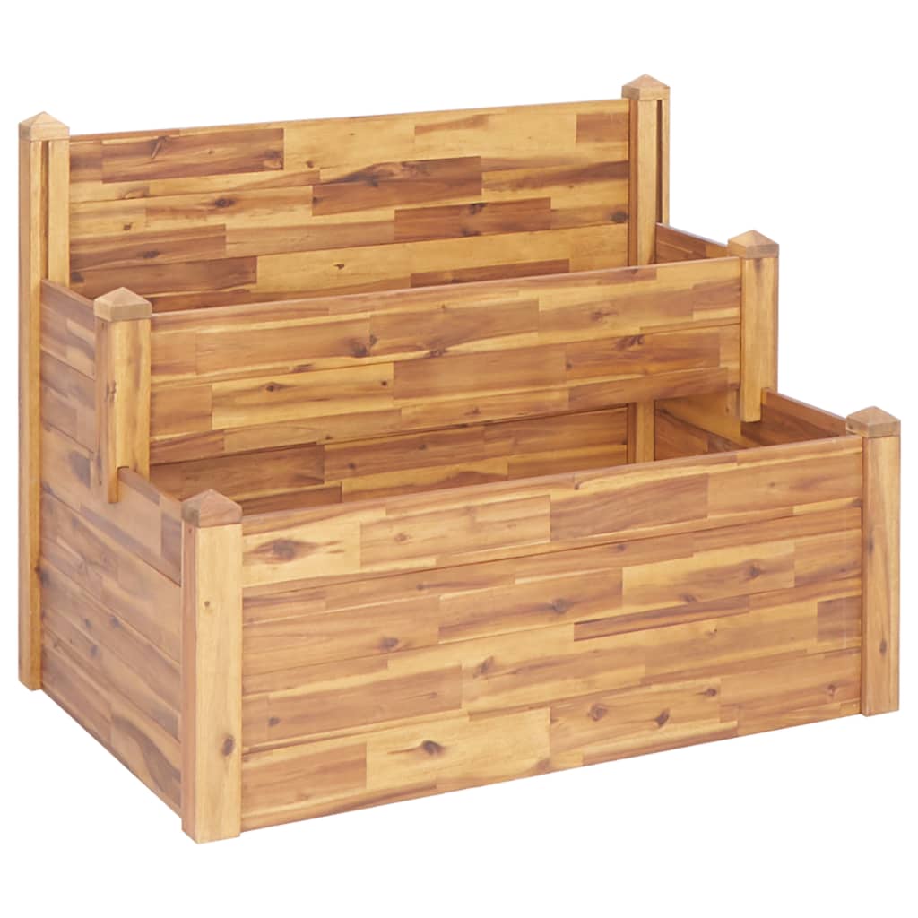 Jardinera de 2 niveles madera maciza de acacia 110x75x84 cm