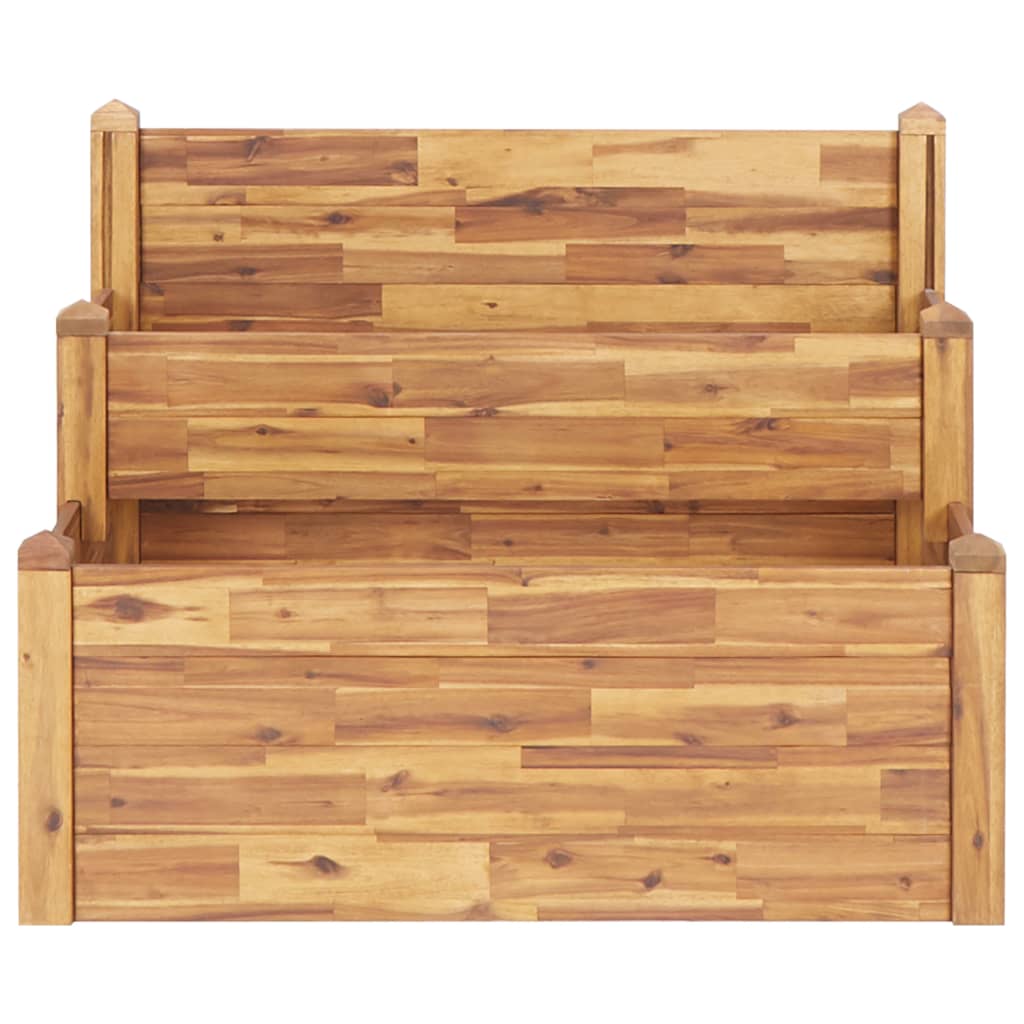 Jardinera de 2 niveles madera maciza de acacia 110x75x84 cm
