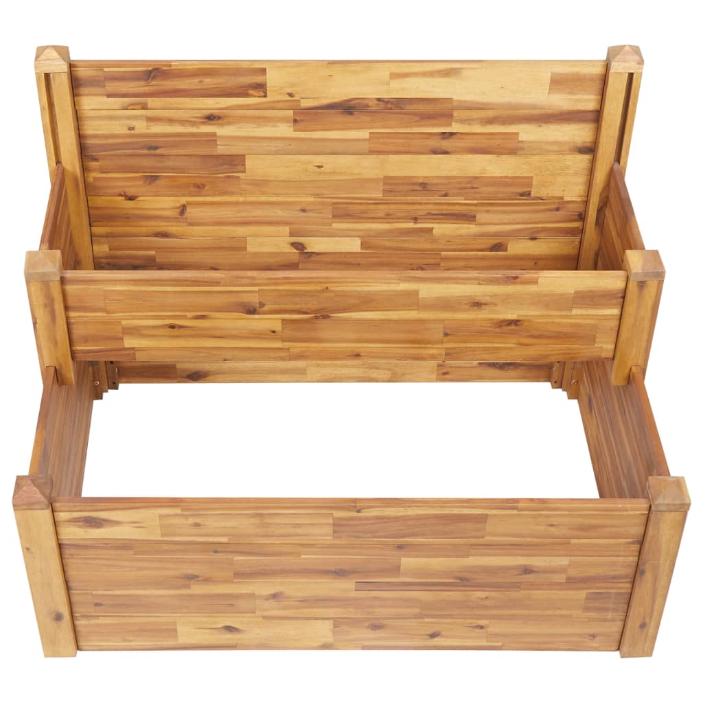 Jardinera de 2 niveles madera maciza de acacia 110x75x84 cm