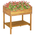 Jardinera elevada de madera maciza de acacia 78,5x58,5x78,5 cm
