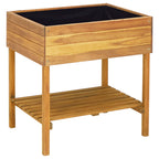 Jardinera elevada de madera maciza de acacia 78,5x58,5x78,5 cm