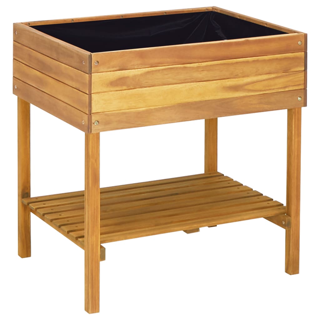 Jardinera elevada de madera maciza de acacia 78,5x58,5x78,5 cm