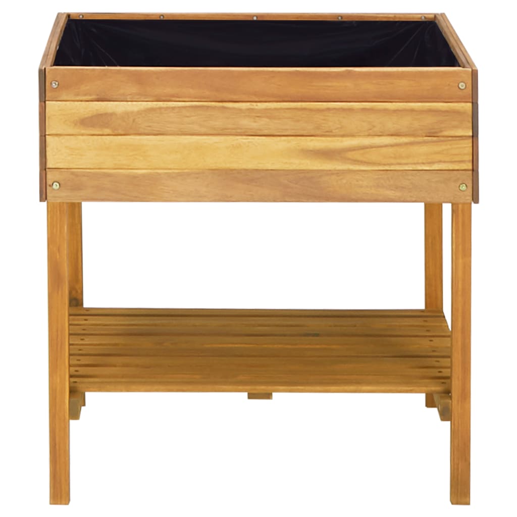 Jardinera elevada de madera maciza de acacia 78,5x58,5x78,5 cm