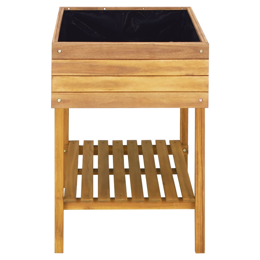 Jardinera elevada de madera maciza de acacia 78,5x58,5x78,5 cm