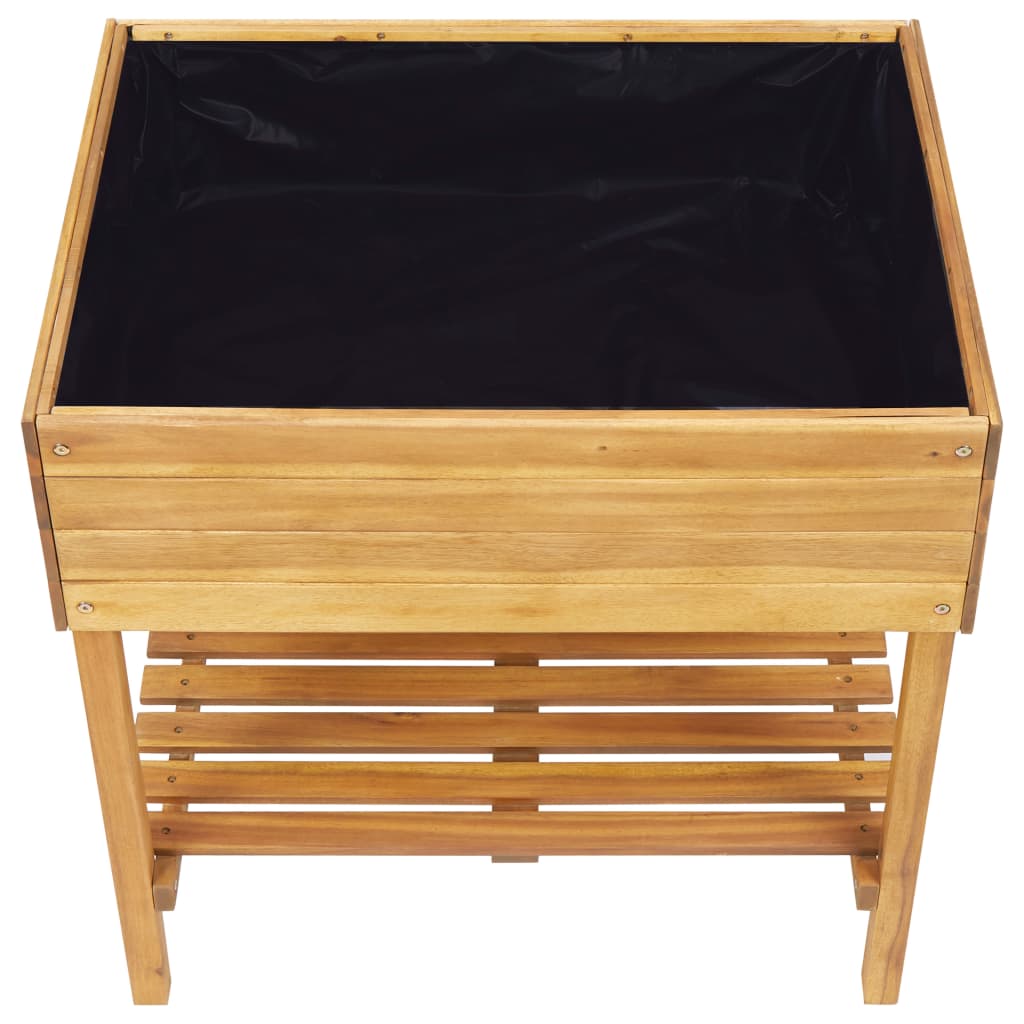 Jardinera elevada de madera maciza de acacia 78,5x58,5x78,5 cm
